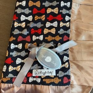 New Razzle Baby Blanket Bowties Print Minky Satin